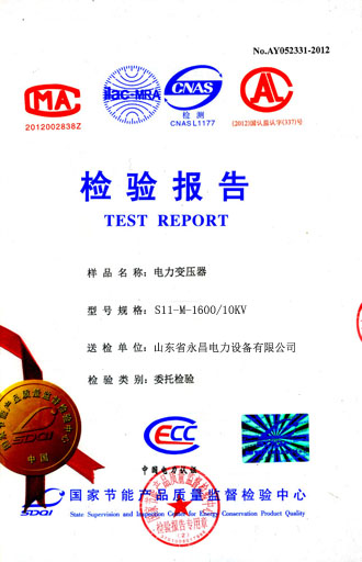 白银电力变压器检测合格报告